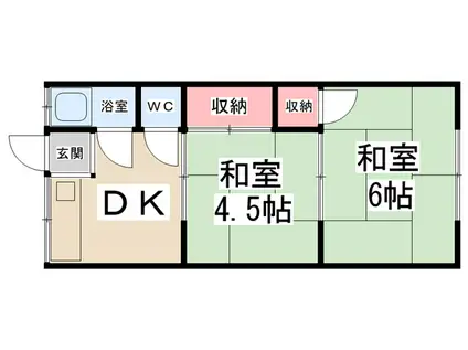 MATSUGAOKA HEIGHTS(2DK/2階)の間取り写真