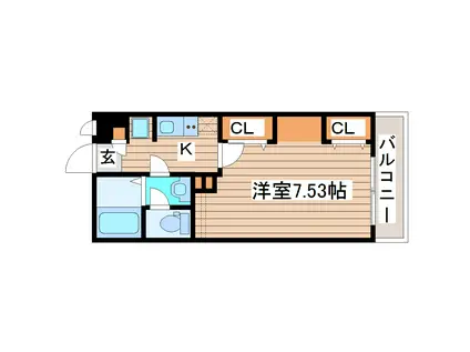 リュクス錦町(1K/1階)の間取り写真