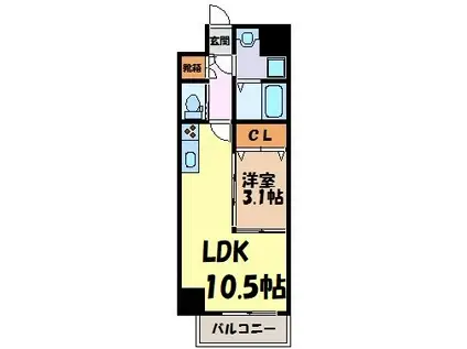 アンジュ栄(1LDK/4階)の間取り写真