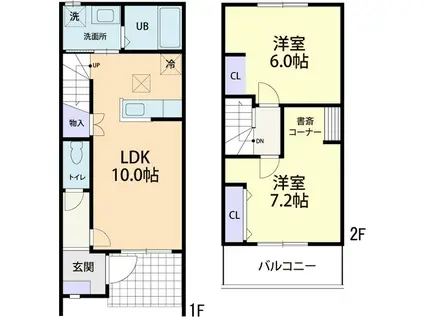 GRAND FOREST D(2LDK/1階)の間取り写真