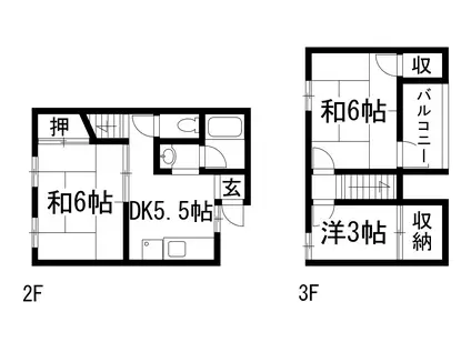 畑ハイツ(2SDK/2階)の間取り写真