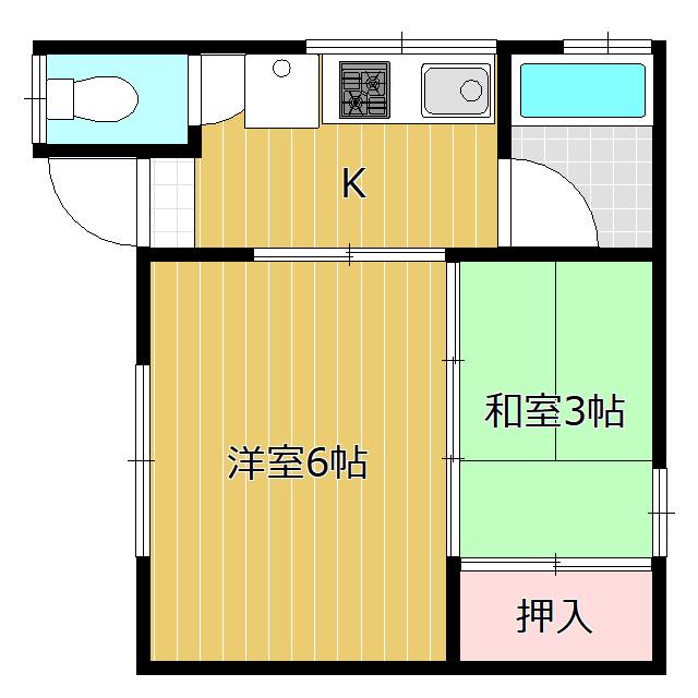 野口荘(2K/2階)の間取り写真
