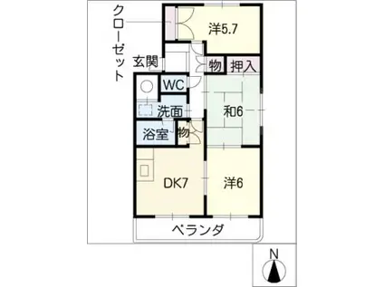 近鉄名古屋線 近鉄長島駅 徒歩15分 4階建 築28年(3DK/3階)の間取り写真