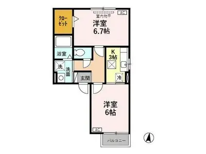 ぷらんたんIII(2K/1階)の間取り写真