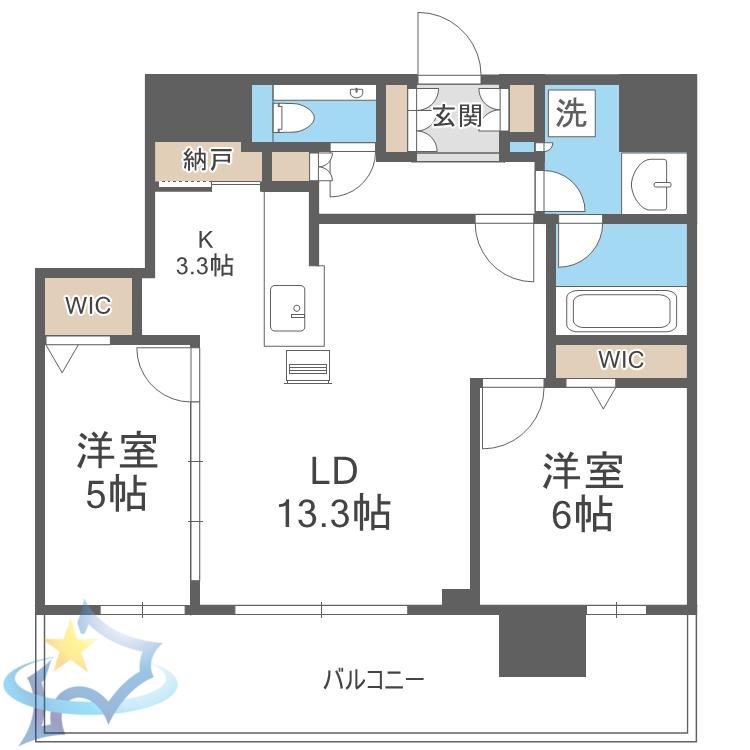 ONE札幌ステーションタワー(2LDK/31階)の間取り写真