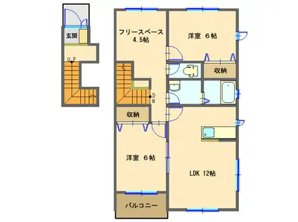 コンシェルジュB(2SLDK/2階)の間取り写真