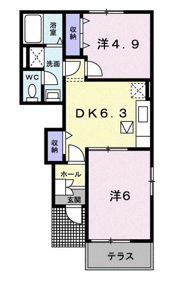 メゾンサニー(2DK/1階)の間取り写真