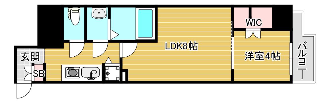 ドゥーエ南堀江(1LDK/7階)の間取り写真