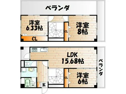 パティナ足立(3LDK/2階)の間取り写真