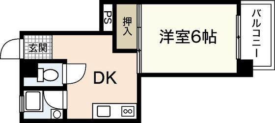 BELLO中広(1DK/4階)の間取り写真