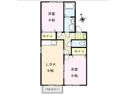 ガーデニアII(2LDK/2階)の間取り写真