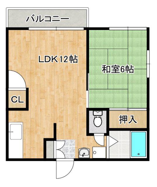 メゾンドアキ(1LDK/2階)の間取り写真