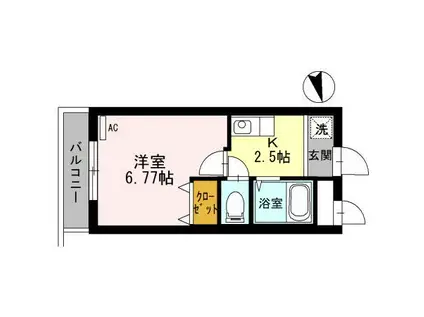 ヴィラ栄谷(1K/1階)の間取り写真