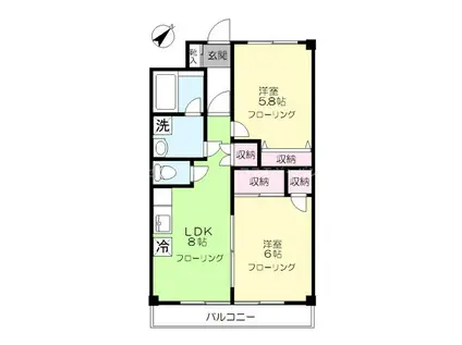 サンモールホンマ(2LDK/3階)の間取り写真