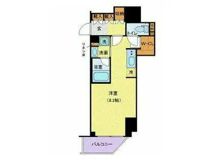 メイクスデザイン芝公園(ワンルーム/2階)の間取り写真