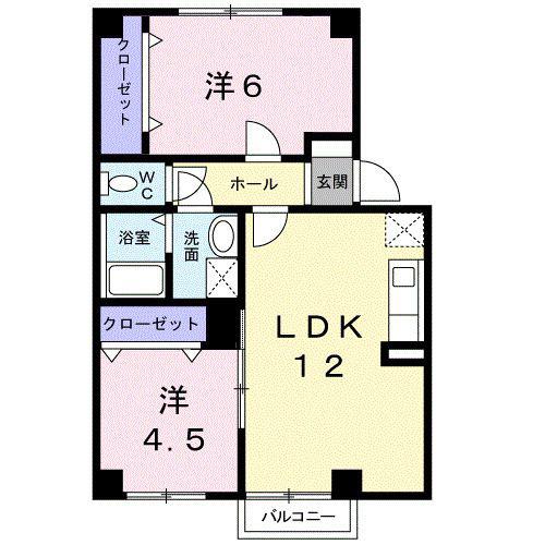 ヴィル・フォーレIB(2LDK/2階)の間取り写真