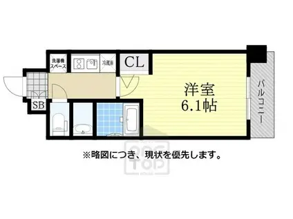 エステムコート難波ウエストSIDEⅥグラッド(1K/8階)の間取り写真