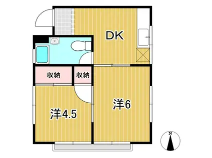 パークシティ会瀬(2DK/1階)の間取り写真