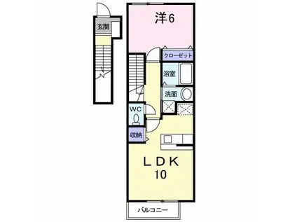 ヴィラ エンゼル III(1LDK/2階)の間取り写真