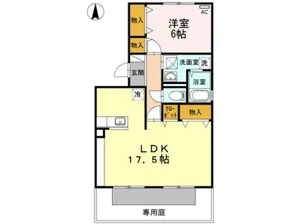 サンライズ原田B棟(1LDK/1階)の間取り写真