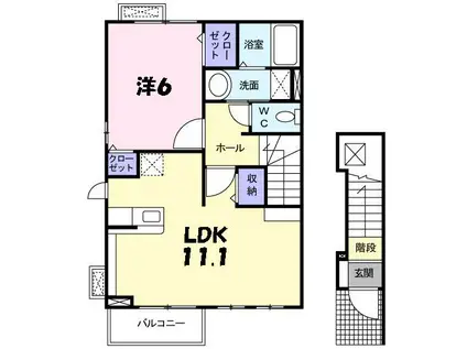 エテルノ・カーサ(1LDK/2階)の間取り写真
