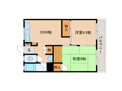 信貴川ハイツ(2DK/3階)の間取り写真