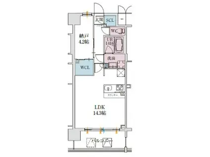 スプランディッド梅田グランノース(1LDK/3階)の間取り写真