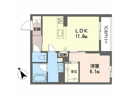 メゾンRUEBRILLER(1LDK/2階)の間取り写真