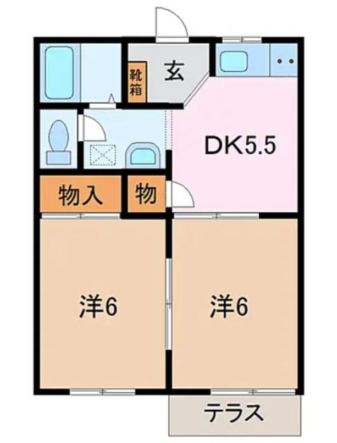 ニートハウス(2DK/1階)の間取り写真