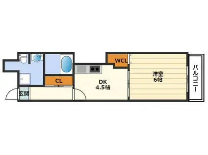 ラ・フォーレ天満橋(1DK/2階)の間取り写真