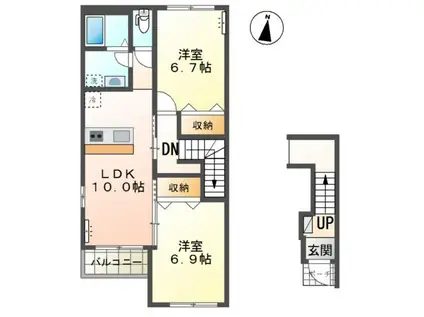 アビタシオン・ジョリ(2LDK/2階)の間取り写真