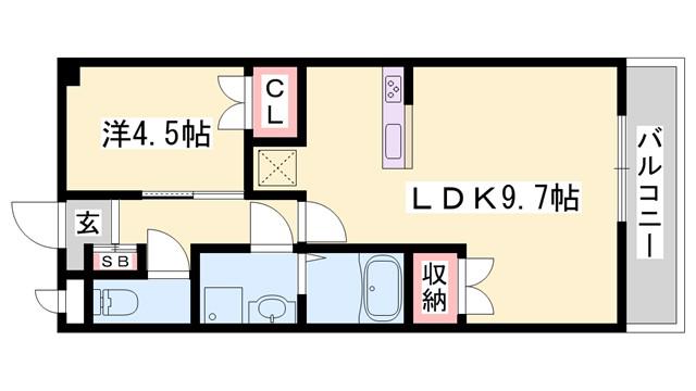 モン・シェリー(1LDK/1階)の間取り写真