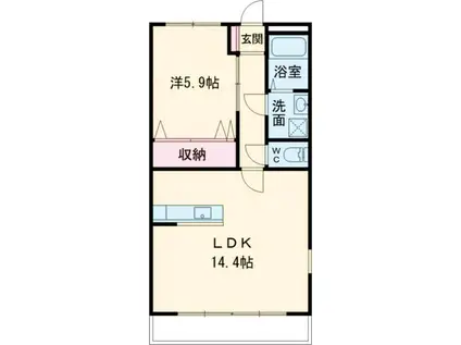 ライフパーク・ミナミ(1LDK/2階)の間取り写真