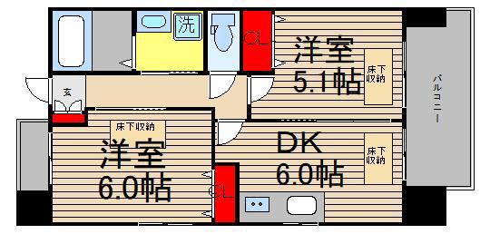 スプランディッド池田(2DK/3階)の間取り写真