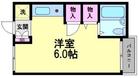プチライフニシノ(ワンルーム/2階)の間取り写真
