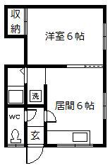 ハイツ川端(1DK/2階)の間取り写真