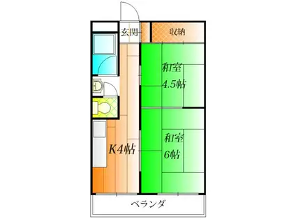 クオリティ俊徳(2DK/2階)の間取り写真