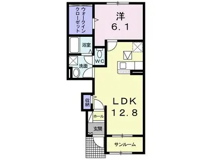 ブリーゼ西岡屋II(1LDK/1階)の間取り写真