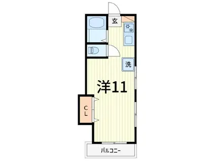 水元ハイツ(ワンルーム/3階)の間取り写真