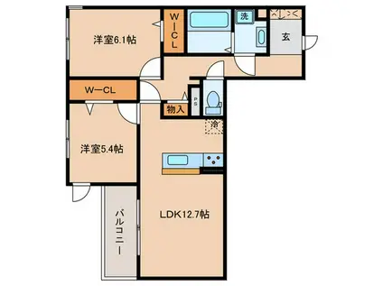 ラ・メゾン三保町(2LDK/3階)の間取り写真