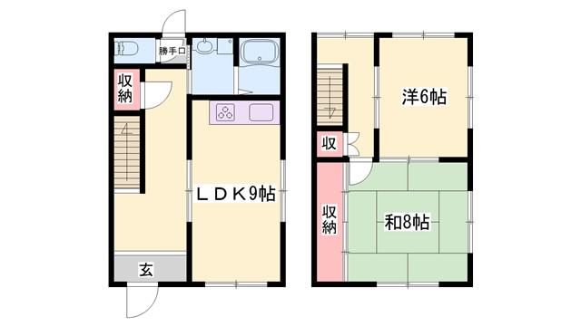 御立西メゾネット(2LDK/1階)の間取り写真
