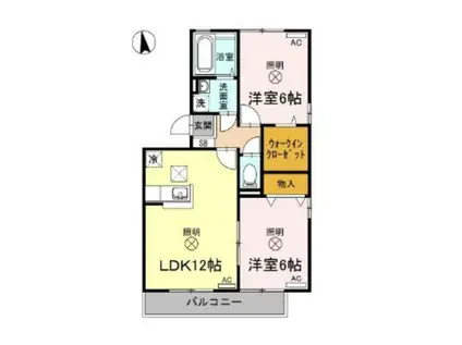 リビングタウン旭川C棟(2LDK/1階)の間取り写真