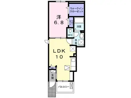 アクラス岸和田(1LDK/1階)の間取り写真