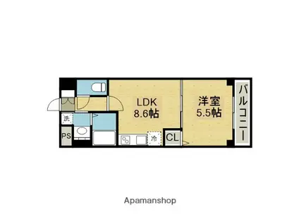 リアライズ今里南(1LDK/3階)の間取り写真