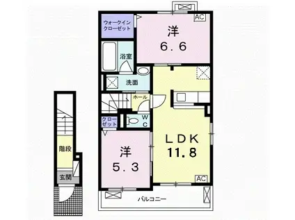 アンジーハウスI(2LDK/2階)の間取り写真