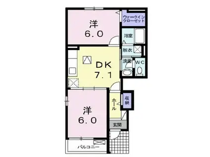 マリアローザ A(2DK/1階)の間取り写真