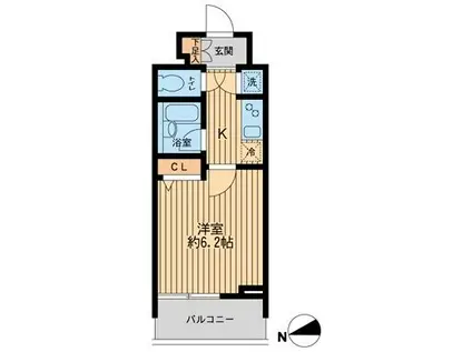 HF早稲田レジデンス(1K/6階)の間取り写真