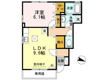 ルーラルタウンA棟(1LDK/1階)の間取り写真