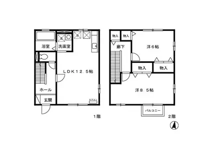 パセオ・ヒロ(2LDK/1階)の間取り写真
