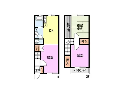すずらん メゾネット棟(2LDK/1階)の間取り写真